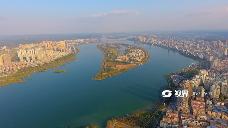 遂宁市涪江观音湖湿地圣莲岛俯瞰 图片 | 轩视界