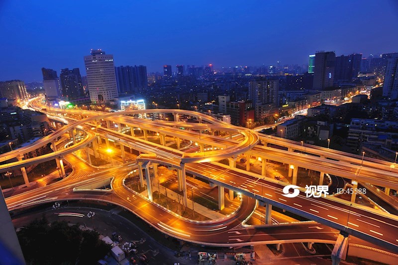 俯拍成都二环路营门口立交桥夜景