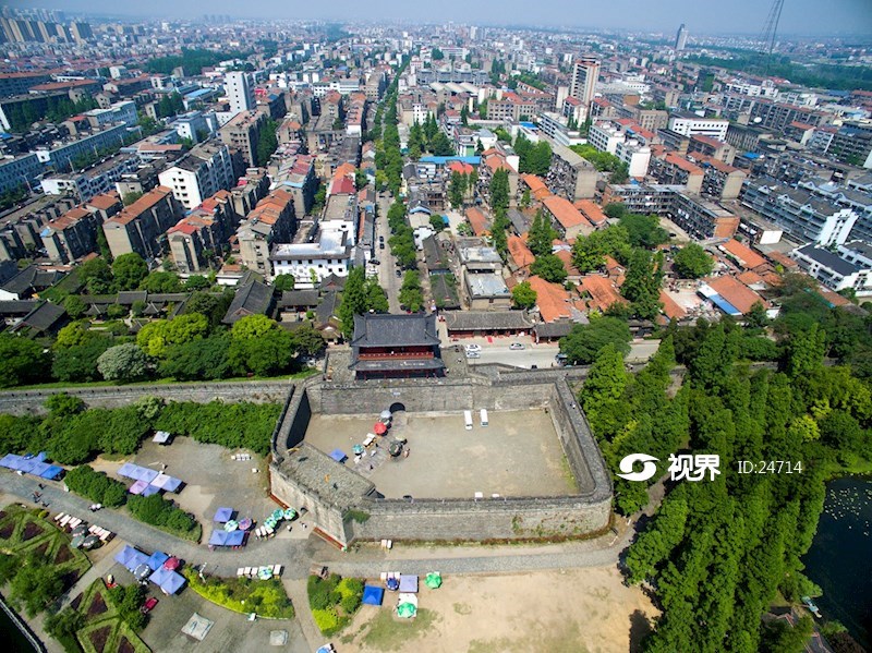 航拍湖北荆州市荆州区荆州古城