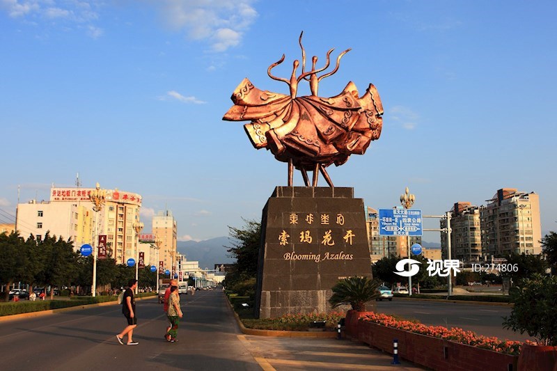 西昌市街景索玛花开雕塑