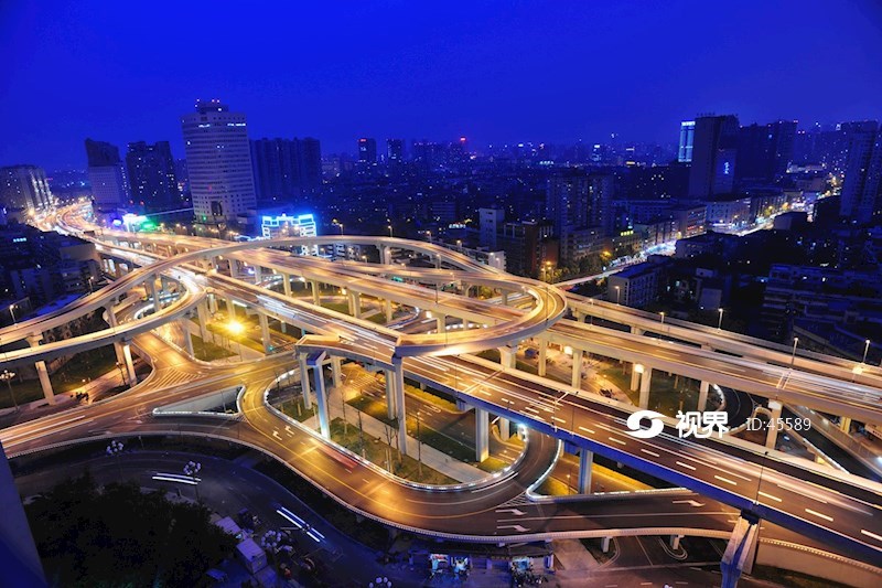 俯拍成都二環路營門口立交橋夜景