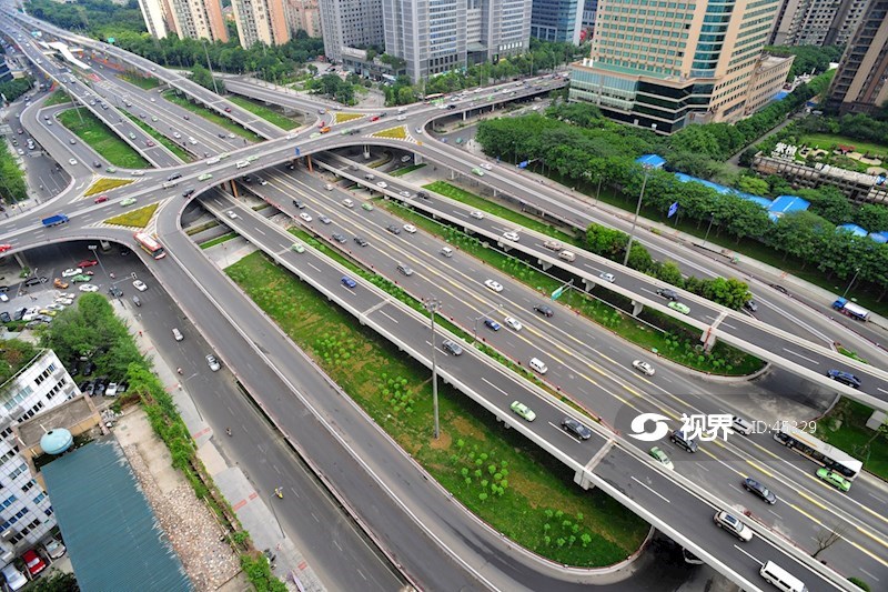 俯拍成都二环路人南立交桥全景