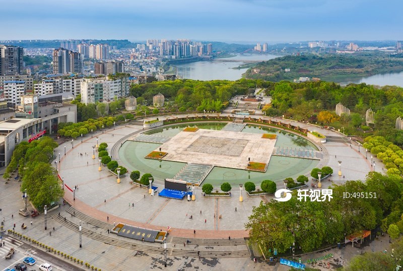 四川省广安市思源广场全景航拍图 图片 | 轩视界