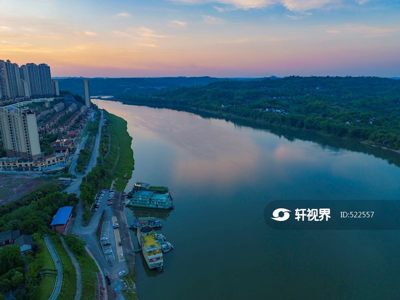 广安城北渠江晚霞