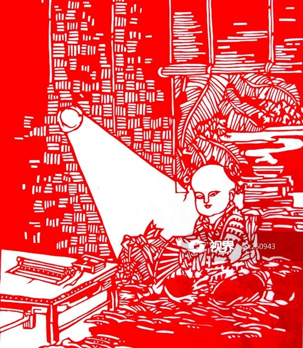 中国剪纸寓言故事凿壁偷光