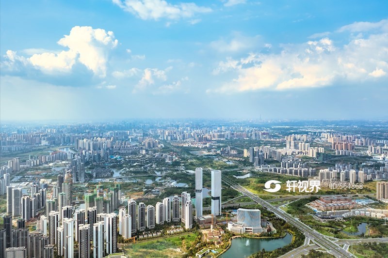 成都天府新区天府公园及周边建筑航拍图 图片 | 轩视界
