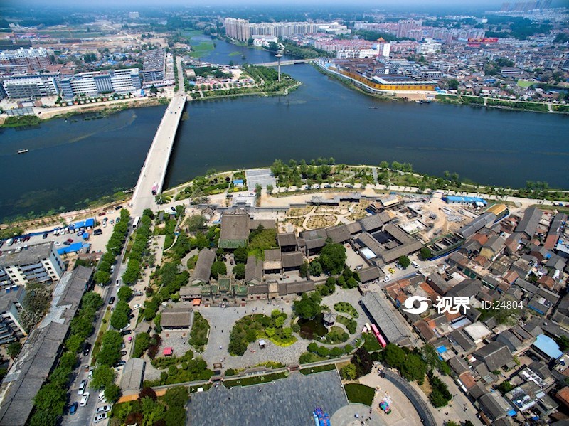 航拍安徽亳州市花戏楼与关帝庙