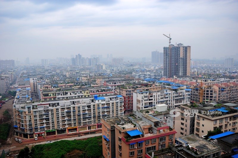 俯视乐山市居民区