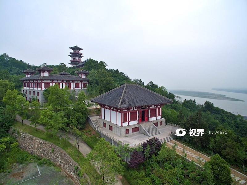 航拍湖北鄂州市武昌大道241号吴王避暑宫