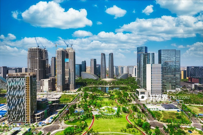 四川成都交子公园金融城天府双塔中轴线航拍图 图片 | 轩视界